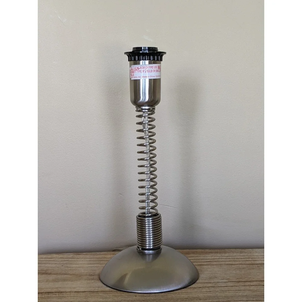 VTG Industrial Coil Spring Lamp Base Flexible Brushed Metal 12